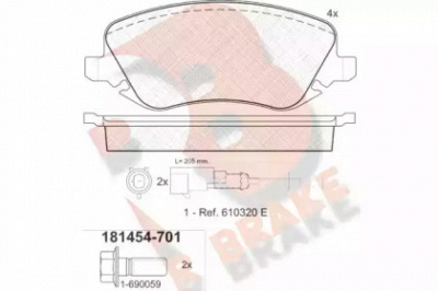 R BRAKE rb1454701 -  Комплект тормозных колодок, дисковый тормоз